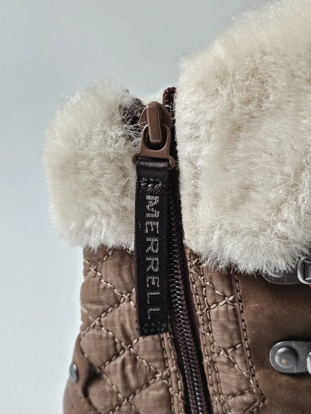 Merrell Astoria Mid Waterproof Winter Boots Brown Faux Fur Leather Women's US 6